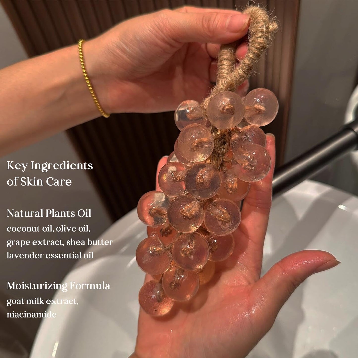 Purple Grape Soap on a Rope for Mothers Day Gift, Cold-Process Bath Soap, Handmade Grapes Cluster Shaped Soaps, Decorative and Aromatic Artisan Soaps, DIY Handmade Bay for Fresh Air, Washing