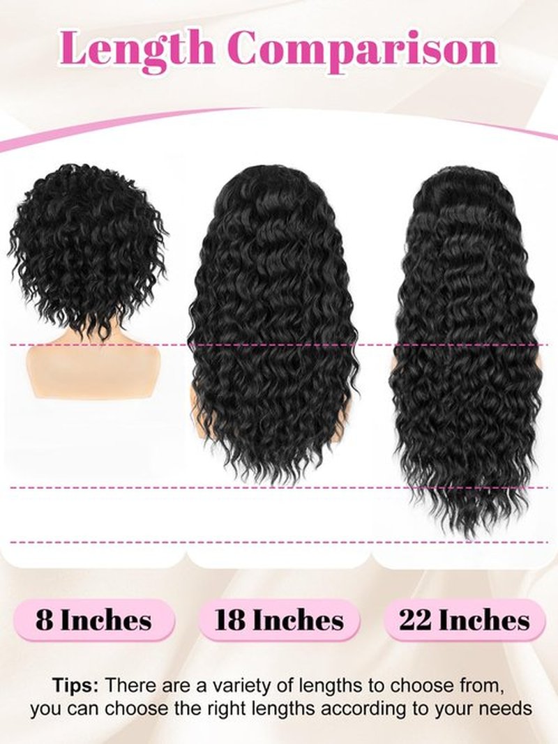 ALXNAN Wavy Curly Ponytail Extension, 8" Mix Brown & Blonde Drawstring Ponytail for Black Women Short Soft Natural Synthetic Hairpiece Thick For Daily Use