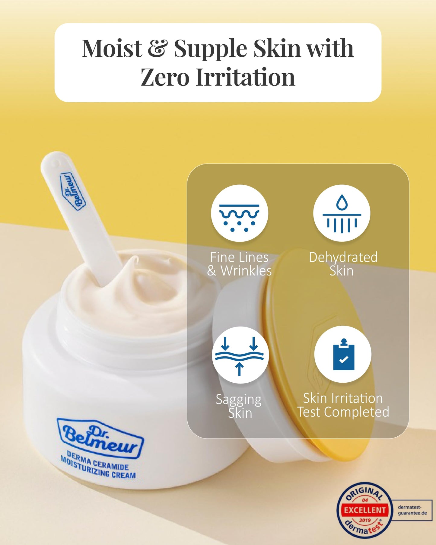 DR. BELMEUR Derma Ceramide Moisturizing Cream (1.7fl oz) - Dual Action Moisturizer for Intense Hydration. Korean Skin Care by LG Beauty. Ceramides & Hyaluronic Acid.