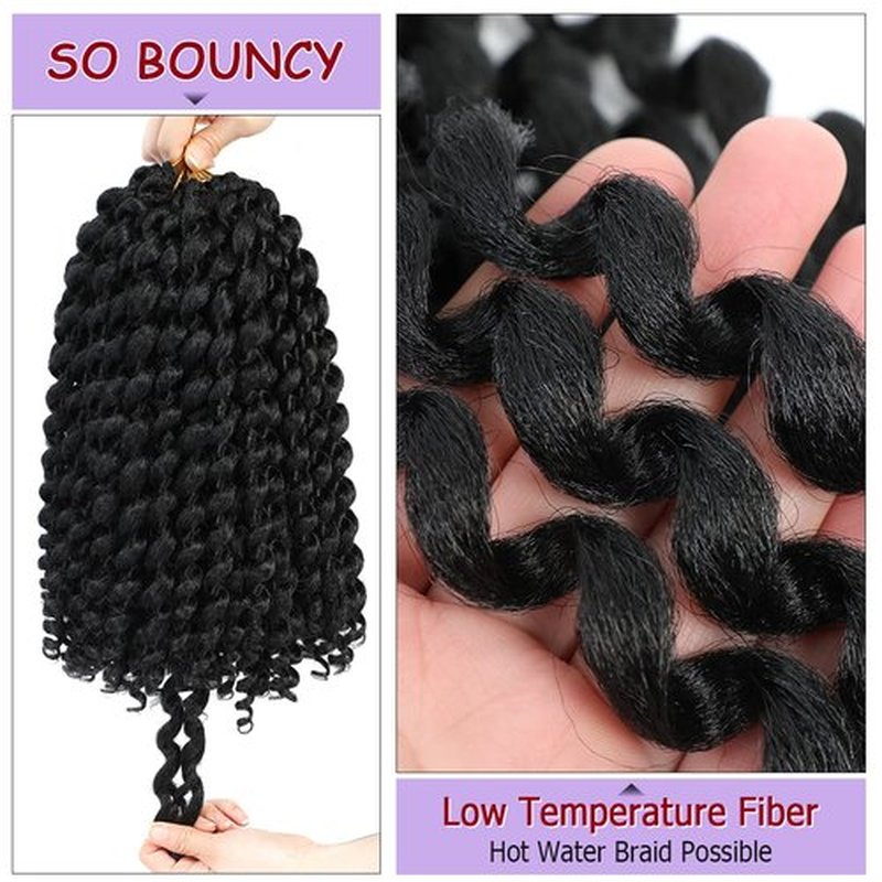 GetMaige Jamaican Bounce Crochet Hair For Black Women 4packs 72 Roots Natural Black Jumpy Wand Curls Crochet Hair Short Pre Looped Curly Crochet Hair (8inch (pack of 4), 1B)