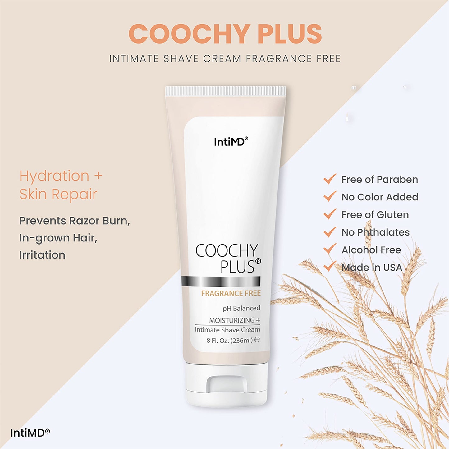 Coochy Plus HydroLock Shave Kit for Women, Fragrance Free, Oil Cream Mist