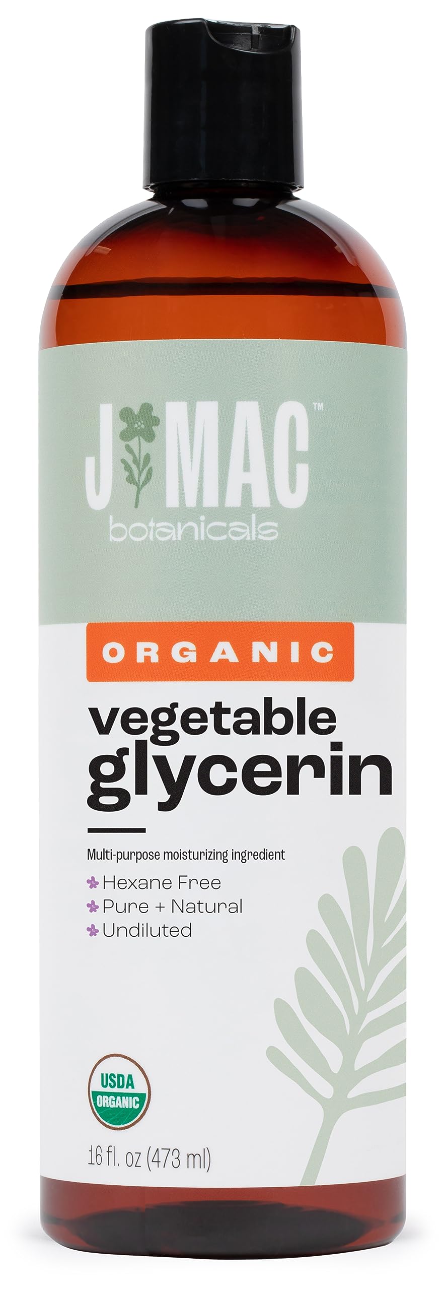 J MAC BOTANICALS Organic Vegetable Glycerin 16 oz - TWO PACK (32 oz total)