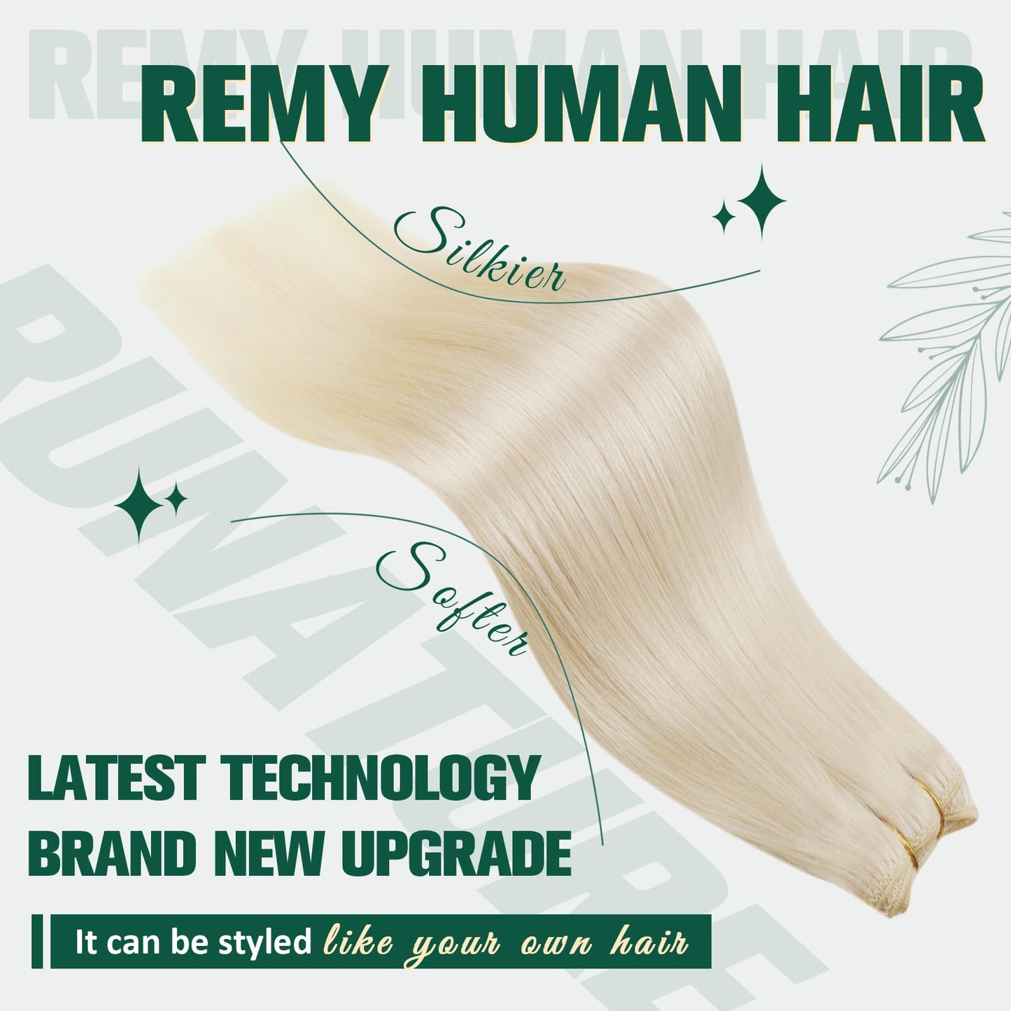 RUNATURE Blonde Weft Hair Extensions Human Hair,Straight Double Weft Sew in Bundles Human Hair,Weaving Thick Remy Hair Weft Extensions Hairpiece Short 12 Inch 70g