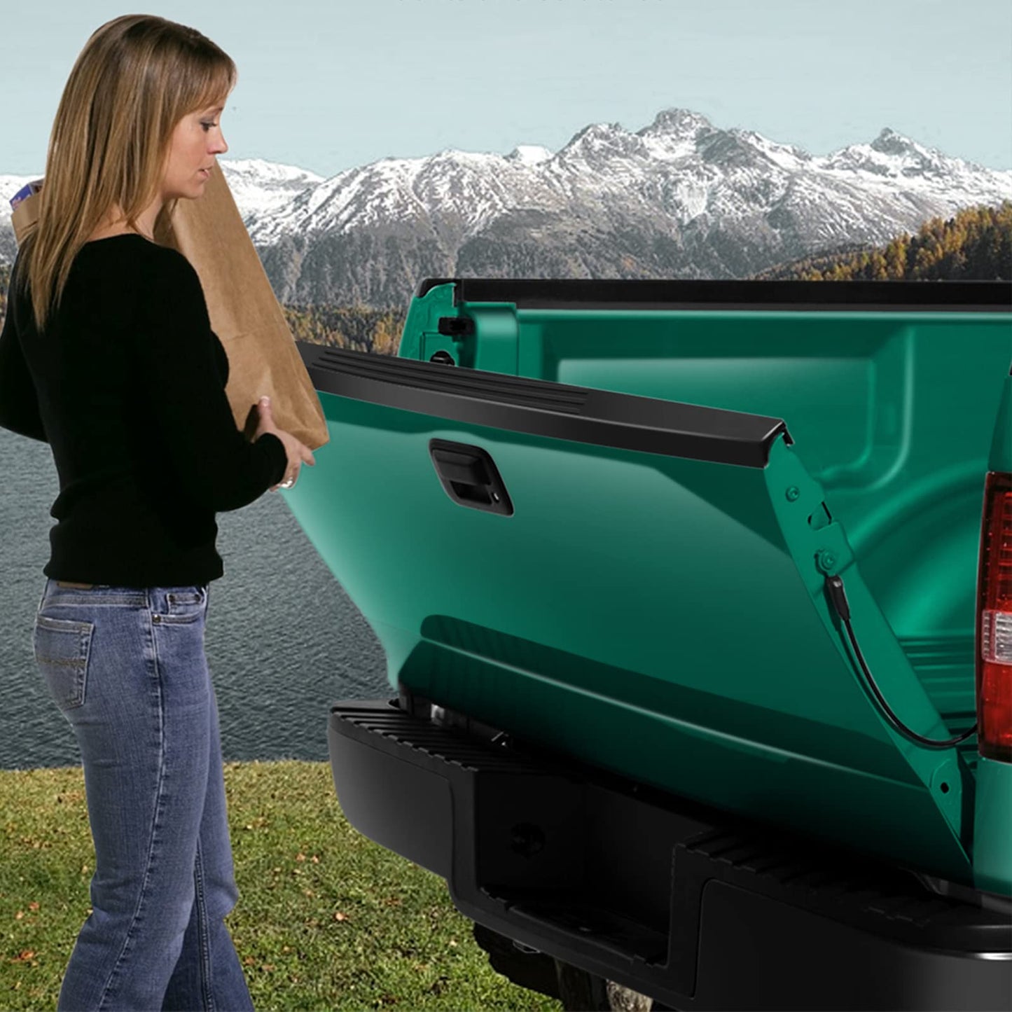 SCITOO Matte Black PU Rear Tailgate Cover Protector Wing Spoiler Lip Replacement fit for 1999-2006 for Chevy Silverado Sierra