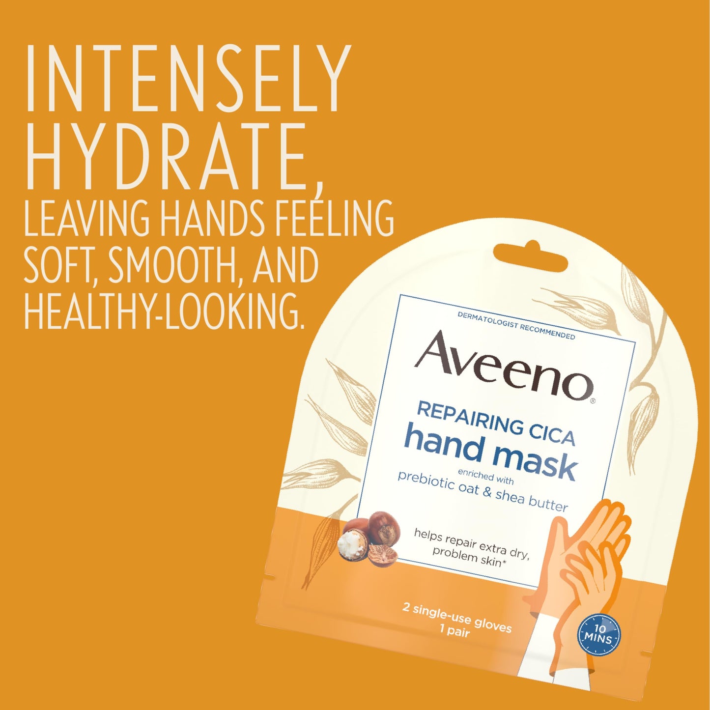 Aveeno SkinRelief Repairing Hand Mask, Moisturizing Gloves with Triple Oat & Shea Butter for Very DrySkin, Hand Care for SensitiveSkin, Fragrance-Free, 1 Pair of Single-Use Gloves (Pack of 4)