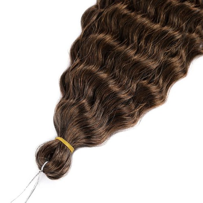 22in Ocean Wave Crochet hair 6Packs Brown Curly Braiding Crochet Hair Soft Synthetic Deep Wave Crochet Hair Extensions for Women #1BT30