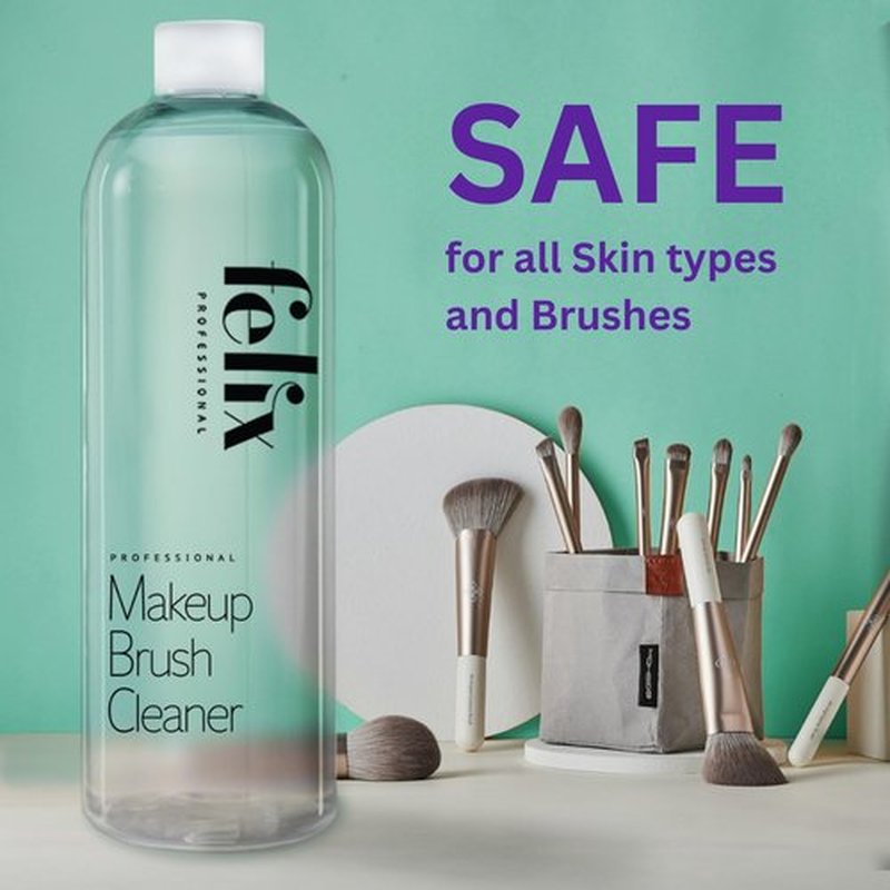 Felix Professional Makeup Brush Cleaner - Deep clean Rinse Free Quick Dry - Ideal for Cleaning and Odorizing Natural and Synthetic Make-up Brushes (32 Fl oz)