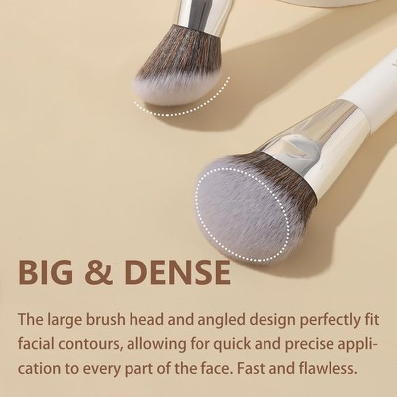 ALBEAUT 201 Angled Foundation Brush for Flawless Makeup Application Professional Liquid, Cream Powder Foundation Brush with Dense Bristles - Contoured for Precise Blending and Buffing