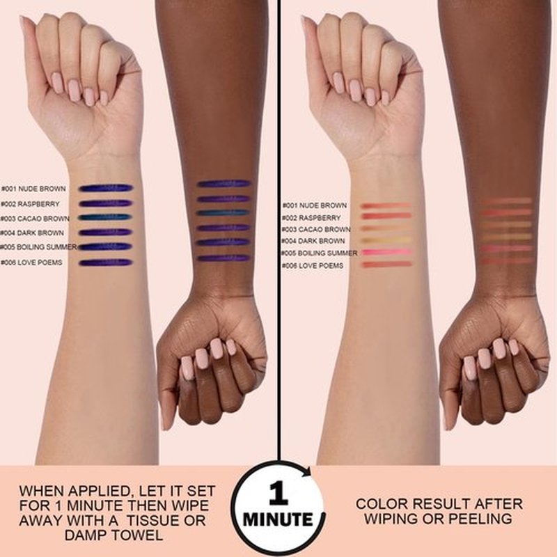 popcode Peel Off Lip Liner Stain, Infused with Nourishing Ingredients & Vitamin E, Quick Set Lip Stain Peel Off Long Lasting For All Skin Types, #005 Boiling Summer