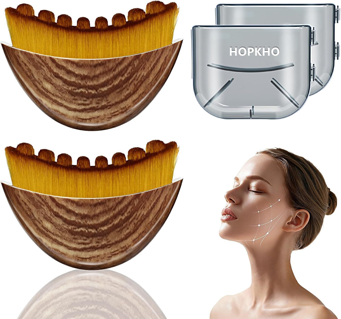 2-Pack Lymphatic Contour Face Brush, Lymphatic Drainage & Contour Face Massage Brush Set for Gua Sha, Puffiness Reduction, Glowing Skin, Gentle Daily Facial and Body Massage Tool