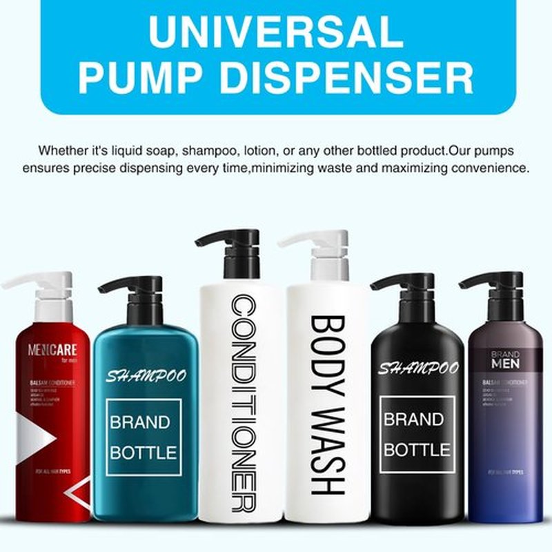 6 Pack White Universal Shampoo and Conditioner Pump for Bottle, Body Wash, Gel, 28/410 Shampoo Pumps for 1 Liter/33.8 Oz Bottles