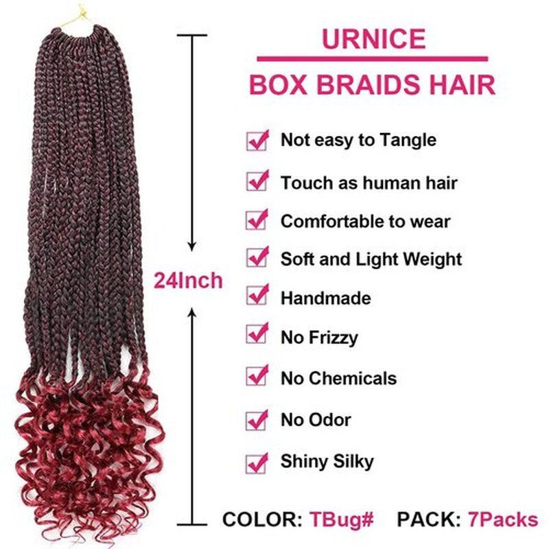 7 Packs Goddess Box Braids Crochet Hair 10 Inch Crochet Braids with Curly Ends Bohemian Crochet Hair Hair for Black Women (10 Inch 7 Packs, TBug#)