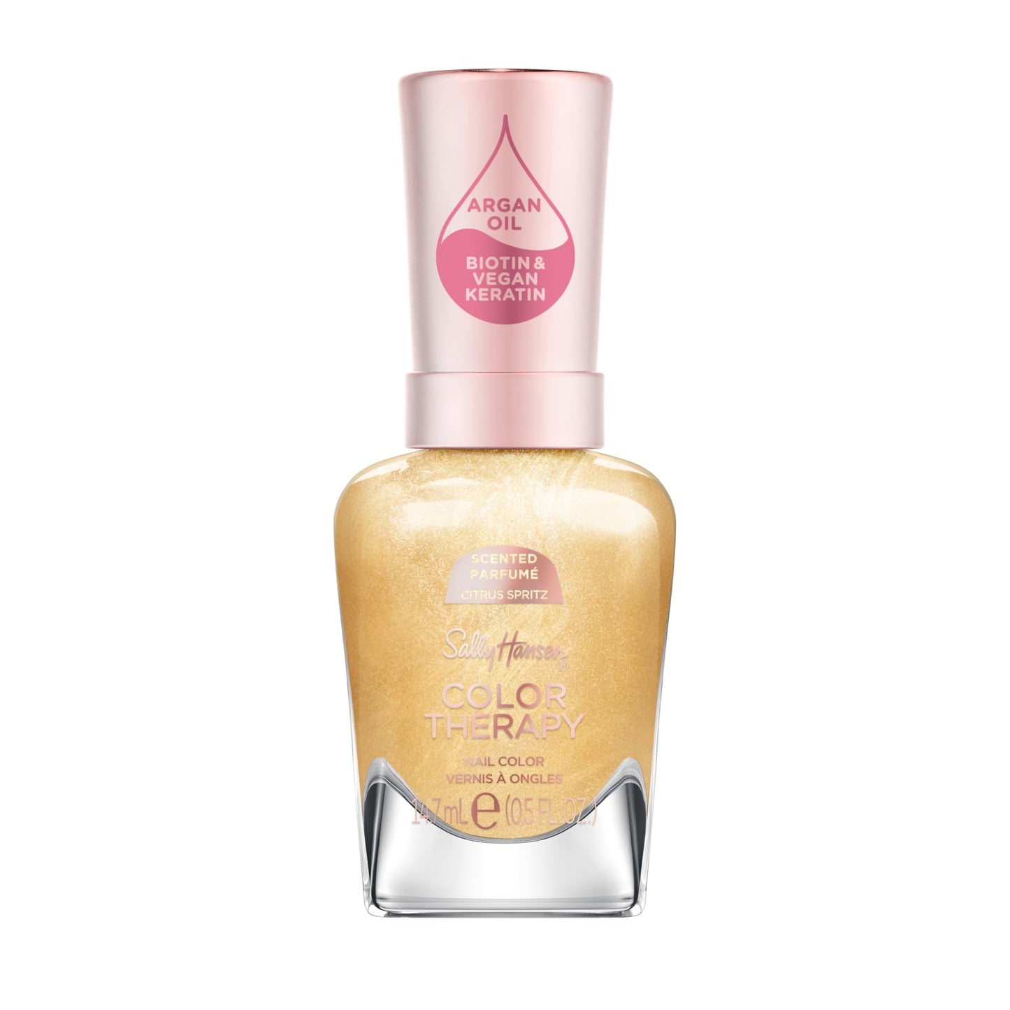 Sally Hansen Color Therapy Scented Nail Polish | Biotin, Argan Oil, Long Lasting, Healthy Nails, Nail Strengthener, Opaque | 462 Peel the Love, Citrus Spritz| Orange Yellow Nail Color
