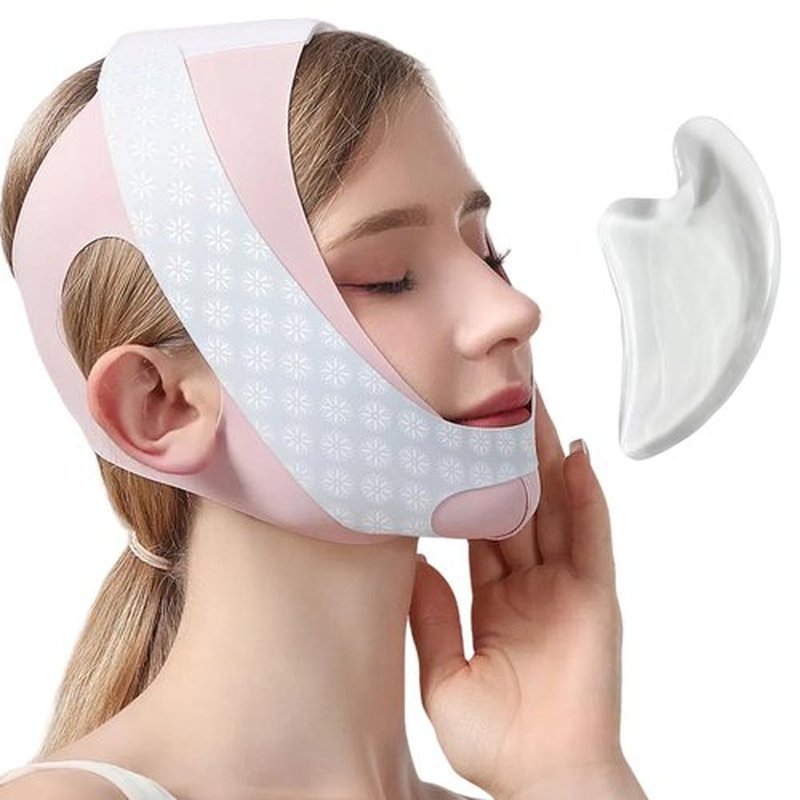Double Chin Strap Face Slimming,V-Line Lifting Mask for Women,Chin Strap for Sleeping,Jawline Shaper(M)