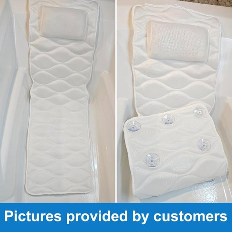 Full Body Bath Pillow for Bathtub, with Laundry Bag & 21 Non-Slip Suction Cups, Luxury Tub Pillow for Tub Neck Head and Back Support, Soft 5D Mesh Fabric Spa Bath Tub Pillow