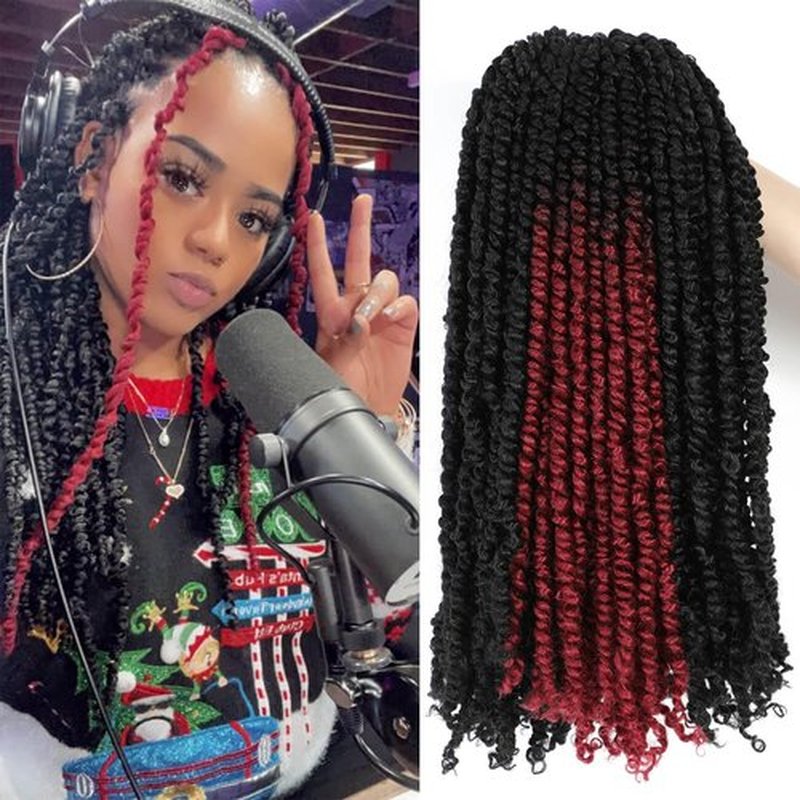Ombre Passion twist hair 18 inch 9 Packs -Mixed Color Combo Pack (7 packs 1B+2 packs T1B/Bug), Super Soft and Bouncy Pre Twisted Passion Twist Braided Crochets Hair for Black Women Kids (18" 1B+TBug)