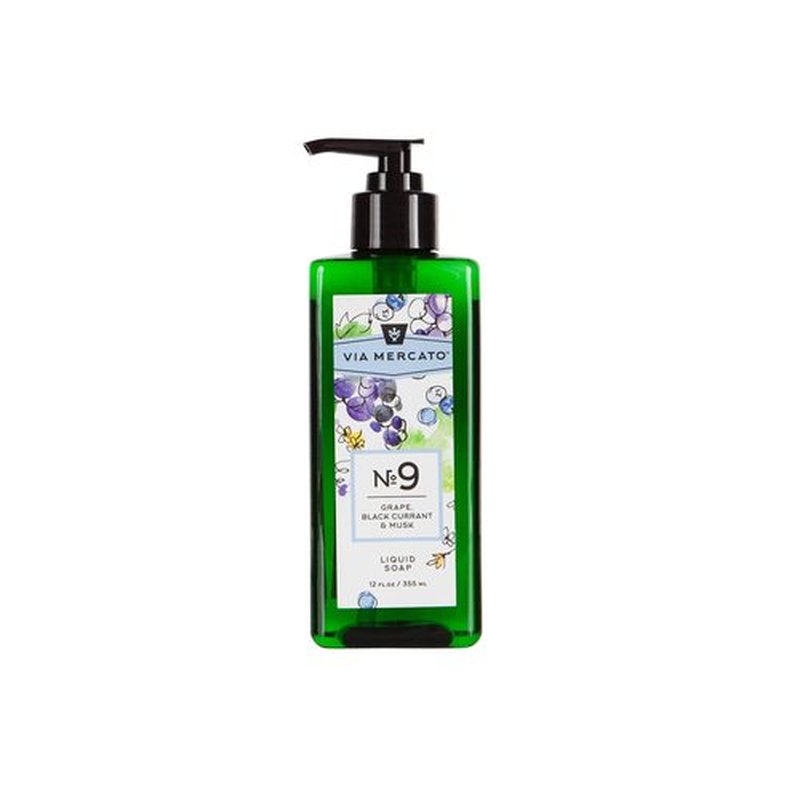 Via Mercato Liquid Soap, Shea Butter Enriched (12 oz), No. 9 - Grape, Black Currant & Musk