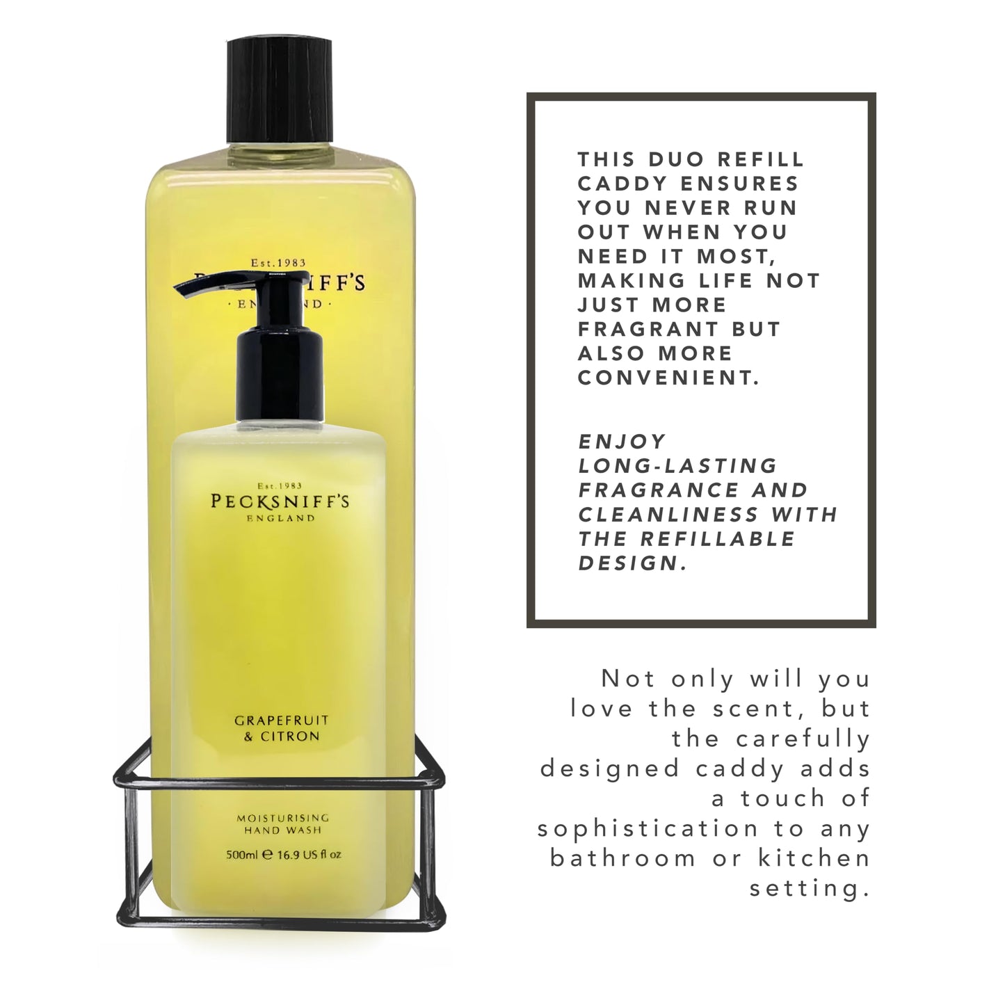 Pecksniff's Classic Moisturizing Hand Wash 500ml Set with 1L Refill (Grapefruit & Citron)