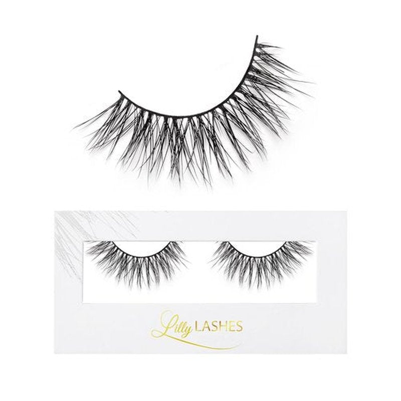 Lilly Lashes Opulence Lite, Wispy Mink Eyelashes | Natural Looking False Eyelashes | 17mm length, Reusable Up to 15 wears
