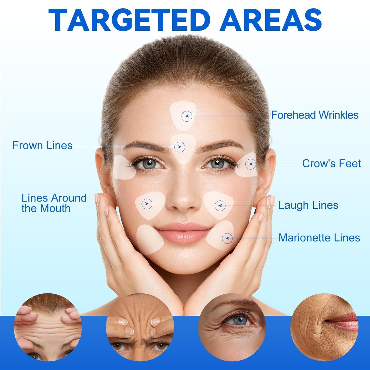Forehead Wrinkle Patches, Anti-Wrinkle Face Triangle Patches 288 pcs*2 – Overnight Forehead & Expression Line Smoothing Patches – Frown, Smile & Marionette Lines – Reusable, Latex-Free & Skin Friendly