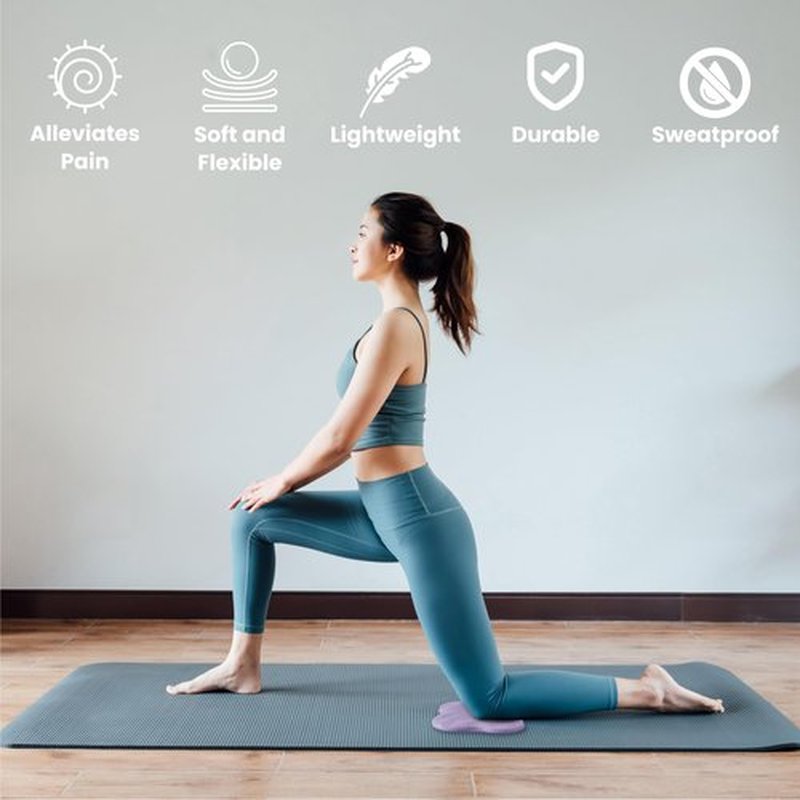 Present Mind Yoga Knee Pad Cushion Foam, Set of 2 - Extra Thick Support Pads - Alleviate Knee, Elbow, Wrist Pain - Lightweight & Portable for Pilates, Yoga, Workout - 7.8Lx7.8Wx0.6H Inch, Purple