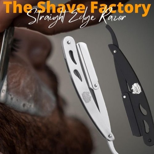 The Shave Factory Straight Edge Razor Kit (Steel Razor / 100 Dorco Single Edge Razor Blades Blue)