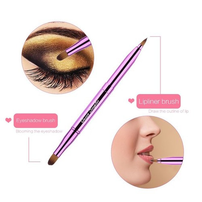 Cosmetic Brushes Lip Eye Double Sided Makeup Brush with Cap for Travel Retractable Lip Brush Eyebrow Brush Concealer Brush For Lipstick Portable Purple