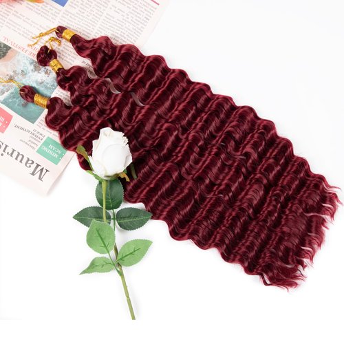 Ocean Wave Crochet Hair 20 inch 3packs Deep Wave Crochet Hair Synthetic Wave Curly Braiding Hair Extensions Ocean Wave Braiding Hair for Black Women (20 inch, BUG)