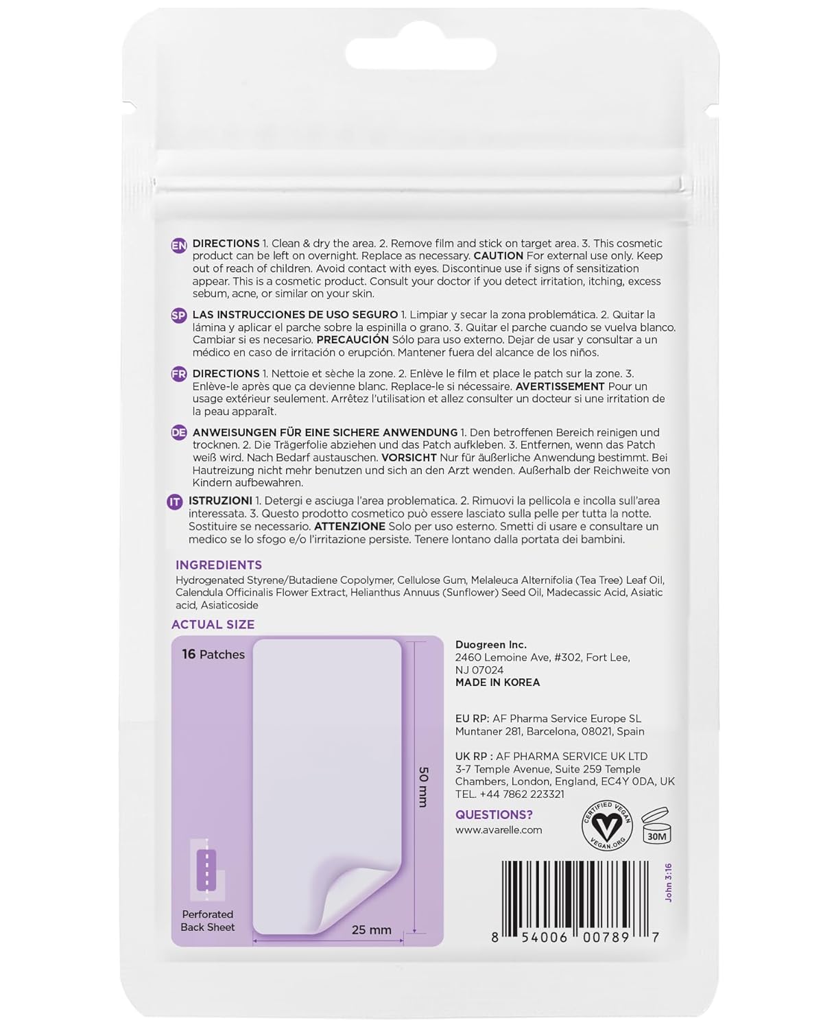 Acne Pimple Patch - Hydrocolloid Spot Treatment with Tea Tree Oil & Calendula | 16 Count