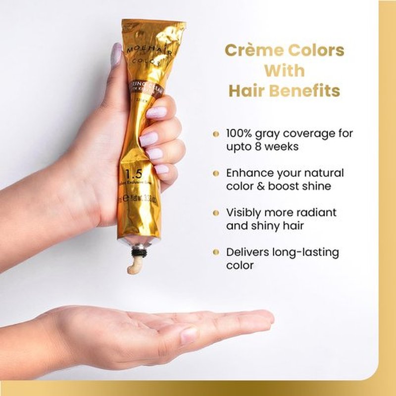 MOEHAIR Hair Coloring Kit | 7N Permanent Hair Color (Dark Blonde), 20 Volume Developer 6%, Coloring Brush, Gloves & Mixing Bowl | Keratin Infused Color | 100% Gray Coverage | Adds Shines & Softness