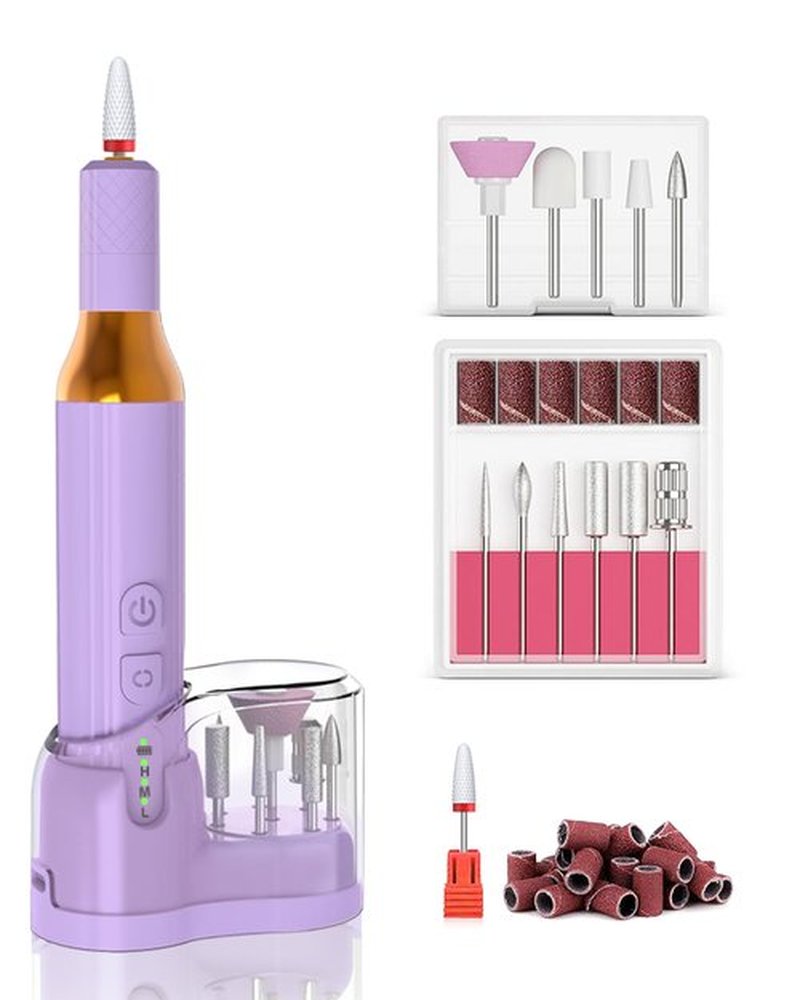 DEEHENK Nail Drill,Cordless Electric Files for Gel Nails E-File Manicure Kit Women Rechargeable Wireless Drill para Uñas Profesional Machine Grinder Acrylic Purple