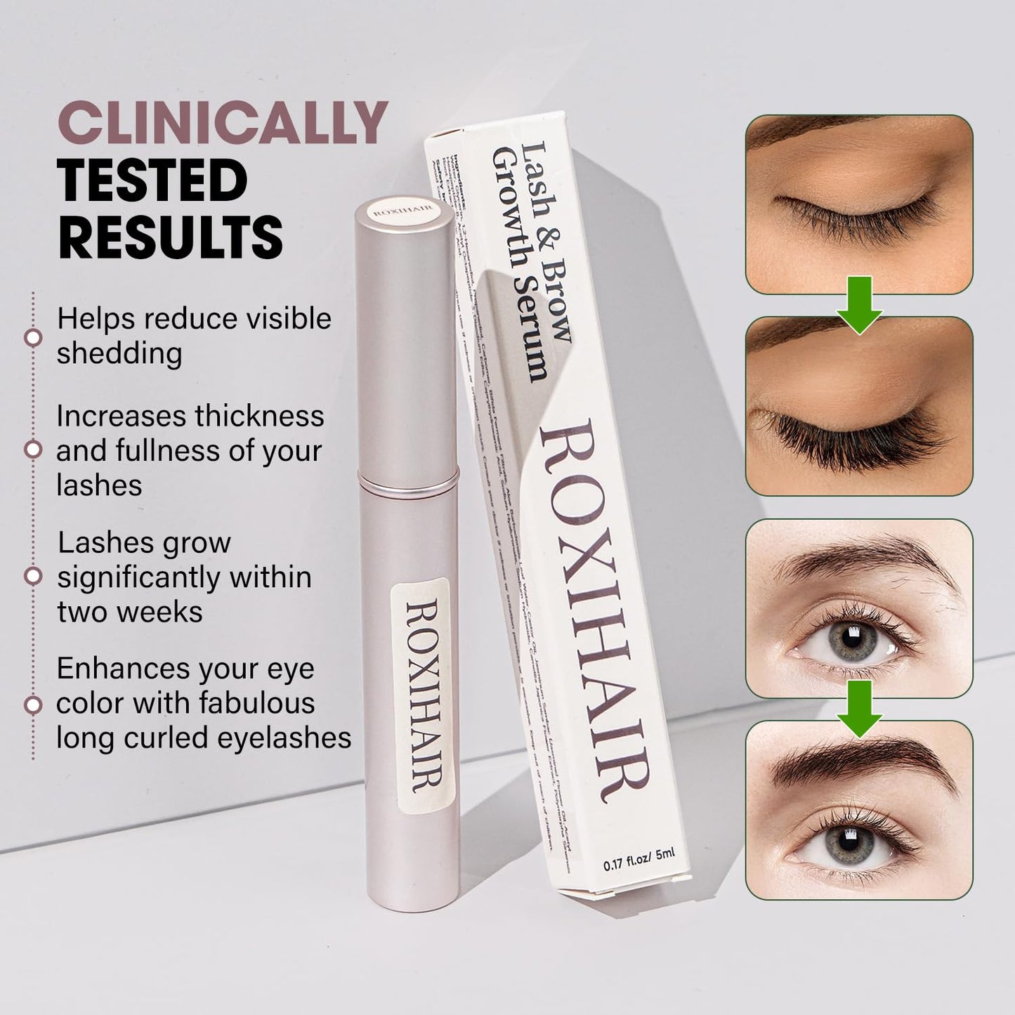 ROXIHAIR Dissolving Advanced Lash & Brow Serum - 5ml EyeLash for Eyelash Growth with Biotin, Extra Strength Formula, Fast Noticeable Results, Eyebrow Growth for Women & Men