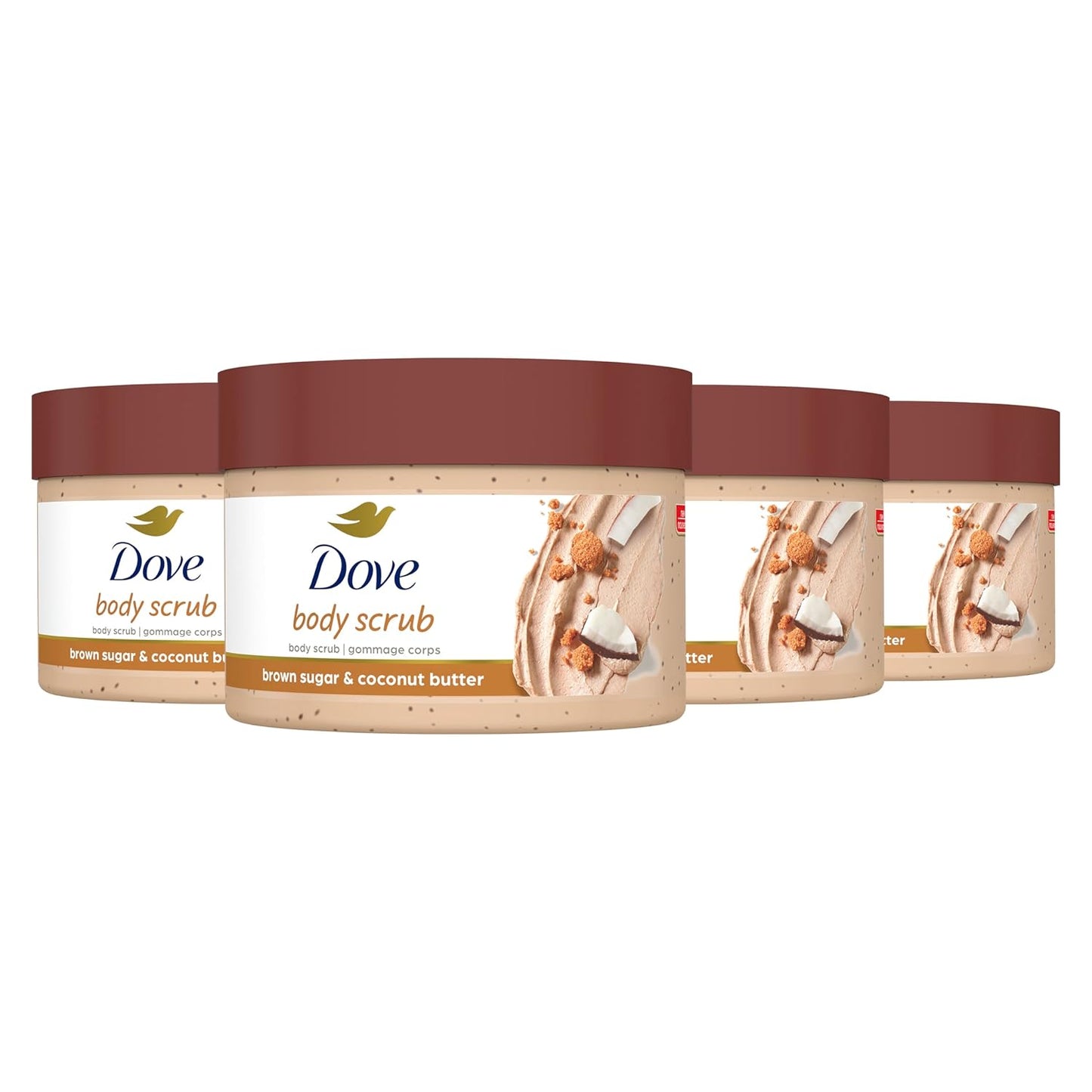 Dove Exfoliating Body Polish Scrub with Almond & Mango Butter - 10.5 oz (4 Count) for Dry Skin