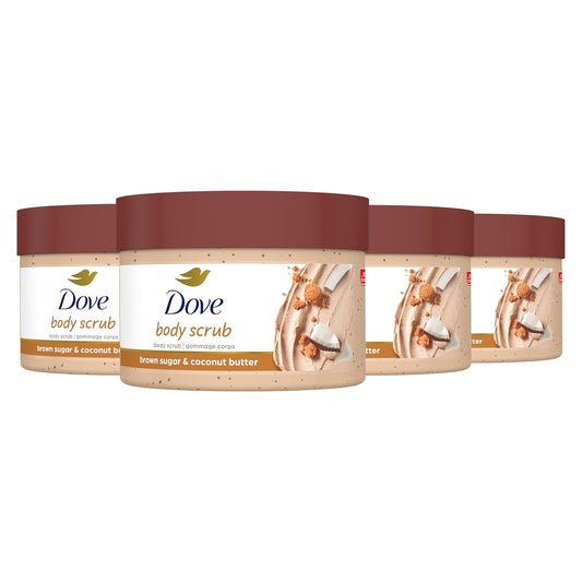 Dove Exfoliating Body Polish Scrub with Almond & Mango Butter - 10.5 oz (4 Count) for Dry Skin