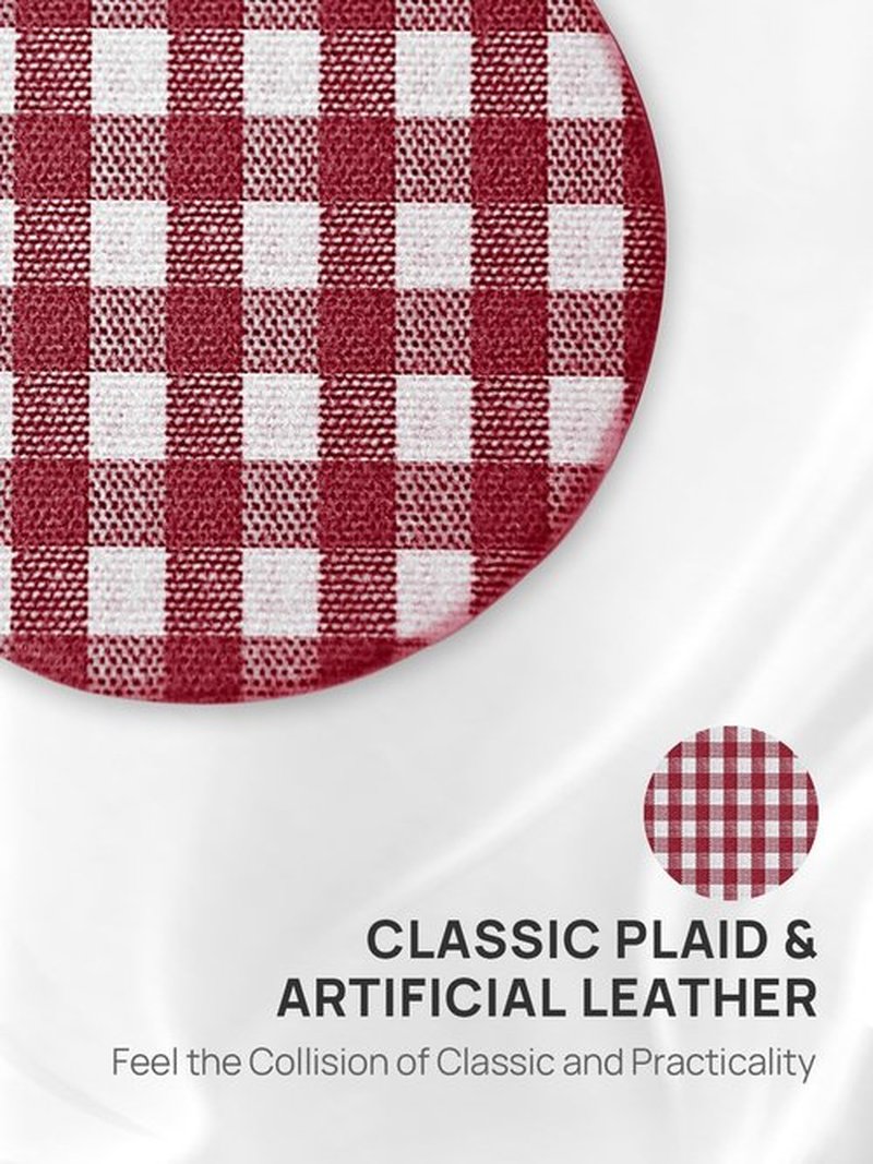 OMIRO 1X/10X(300R) Compact Magnifying Mirror, Unique Plaid Pattern Pocket Mirror with Classic PU Leather, Round, Red Plaid