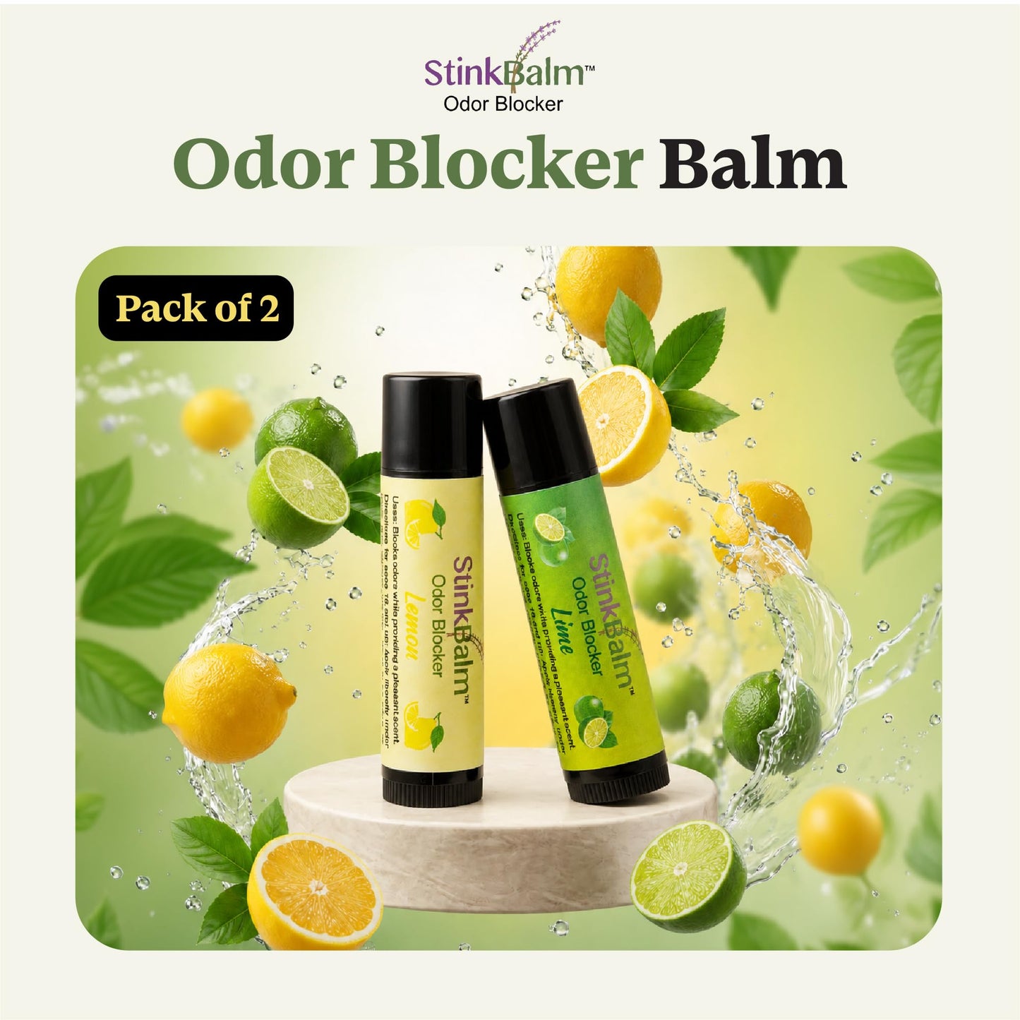 Stink Balm Citrus 911 Portable Unpleasant Odor Blocker Balm - 2 Pack