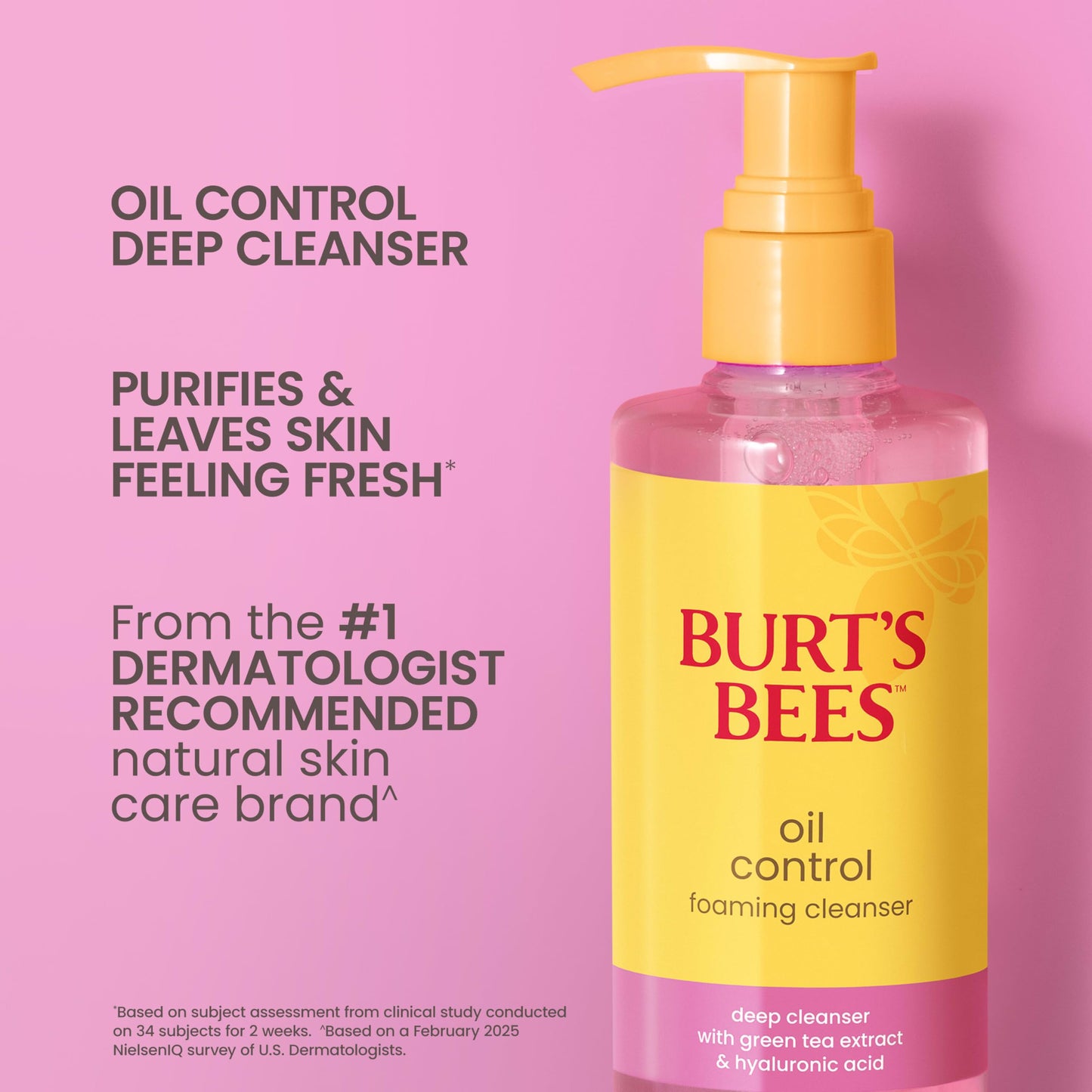 Burt's Bees Oil Control Foaming Cleanser; For Oily Skin; Safe for Sensitive Skin; Deeply Cleanses, Includes Green Tea Extract and Hyaluronic Acid; 8 Fl. Oz.