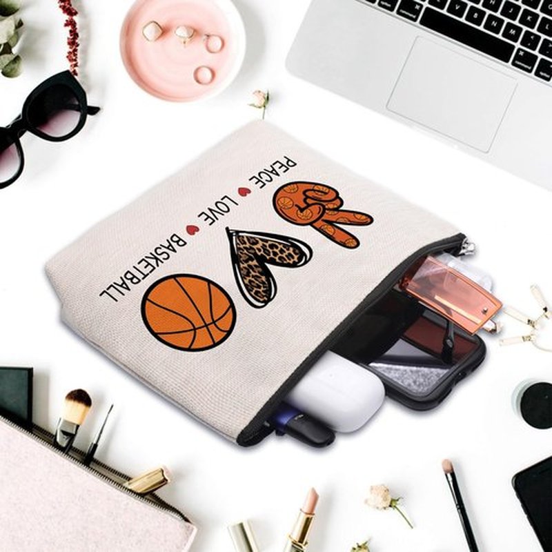 CEASQVAA Basketball Gifts for Women, Makeup Cosmetic Bag Gifts for Basketball Players Fans Friends, Basketball Team Gifts Travel Makeup Pouch