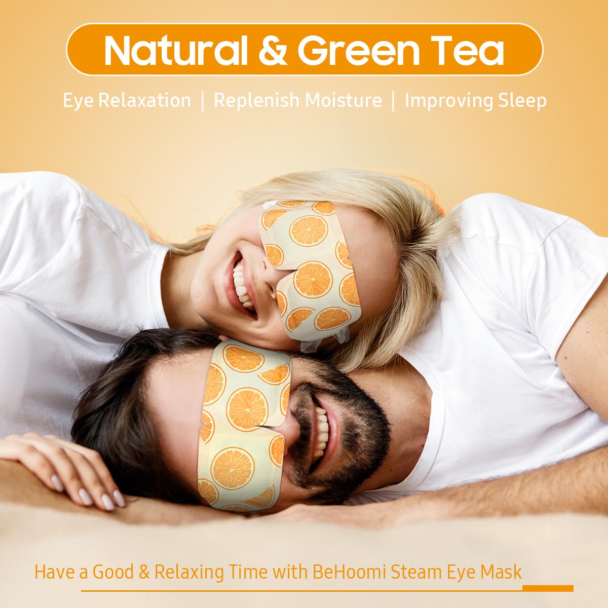 BeHoomi 30Packs Steam Eye Mask, Heated Eye Mask Warm Compress for Eyes, Self Heating Warm Eye Masks Disposable Steam Mask for Home Sleep, Spa, Travel Essentials & Relaxation Gifts (Sweet Orange)