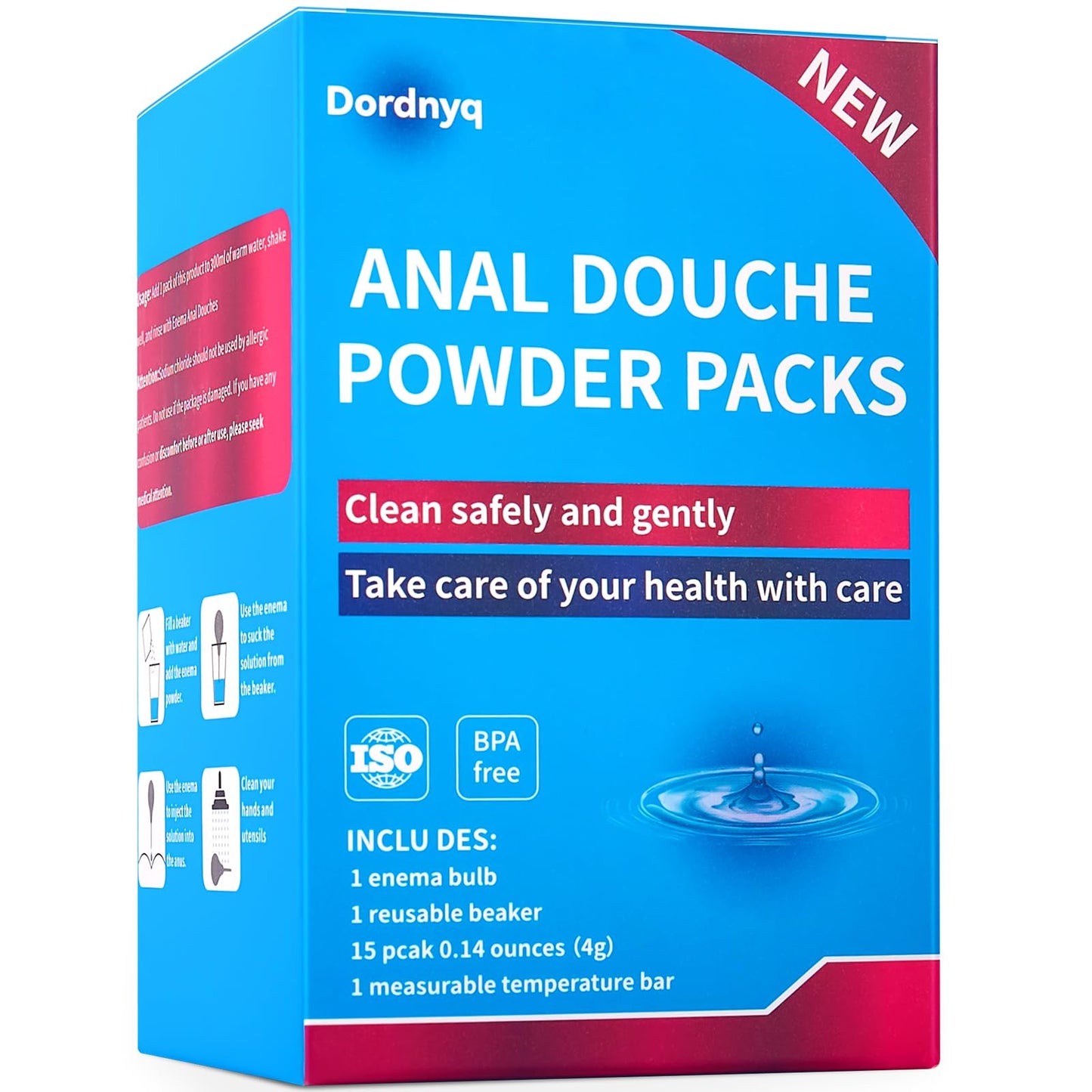 Anal Douche Powder Anal Cleaner Shower Enema nal Cleaner pH Balanced Includes rinsing Beaker and 12 Packs of Anal Douche Powder