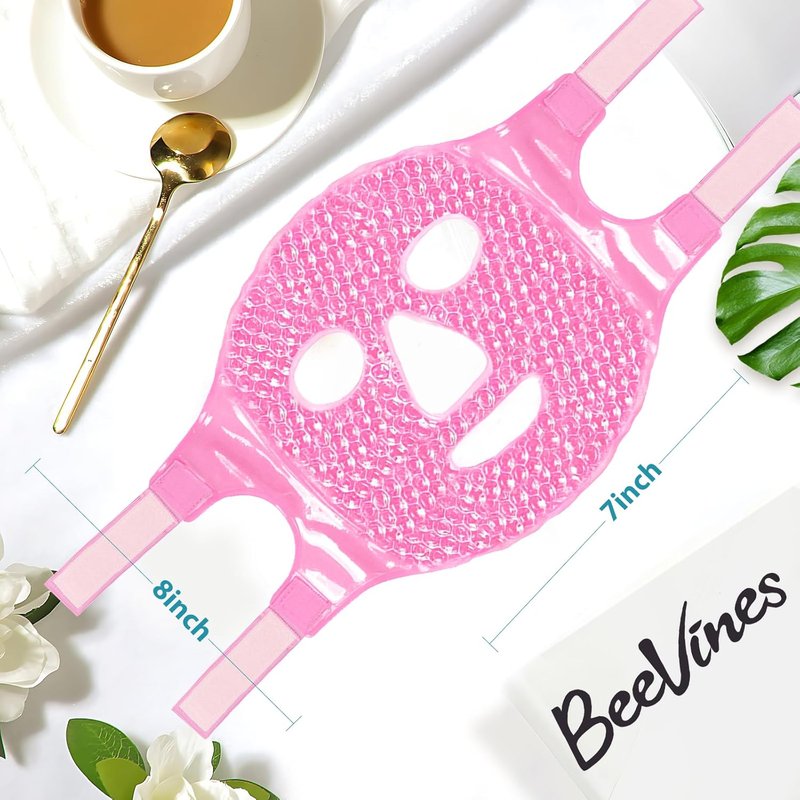 Cooling Gel Eye Mask - Reusable Ice Face Mask for Puffy Eyes | Pink Compress for Dark Circles & Allergies