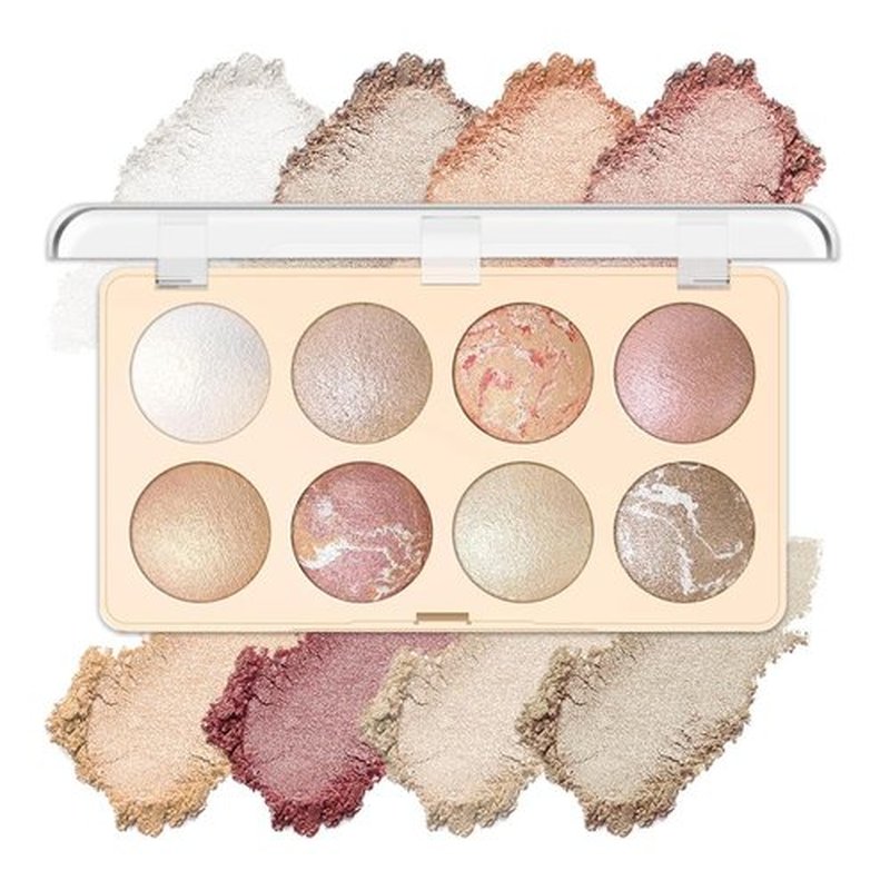 Aaiffey 8 Colors Nude Eyeshadow Palette,Gold Glitter Eye Shadow Blendable Cream Eyeshadow For Eye Highlighter Pink Makeup Shade Soft Powder,Highly Pigmented,Long Lasting (#02)