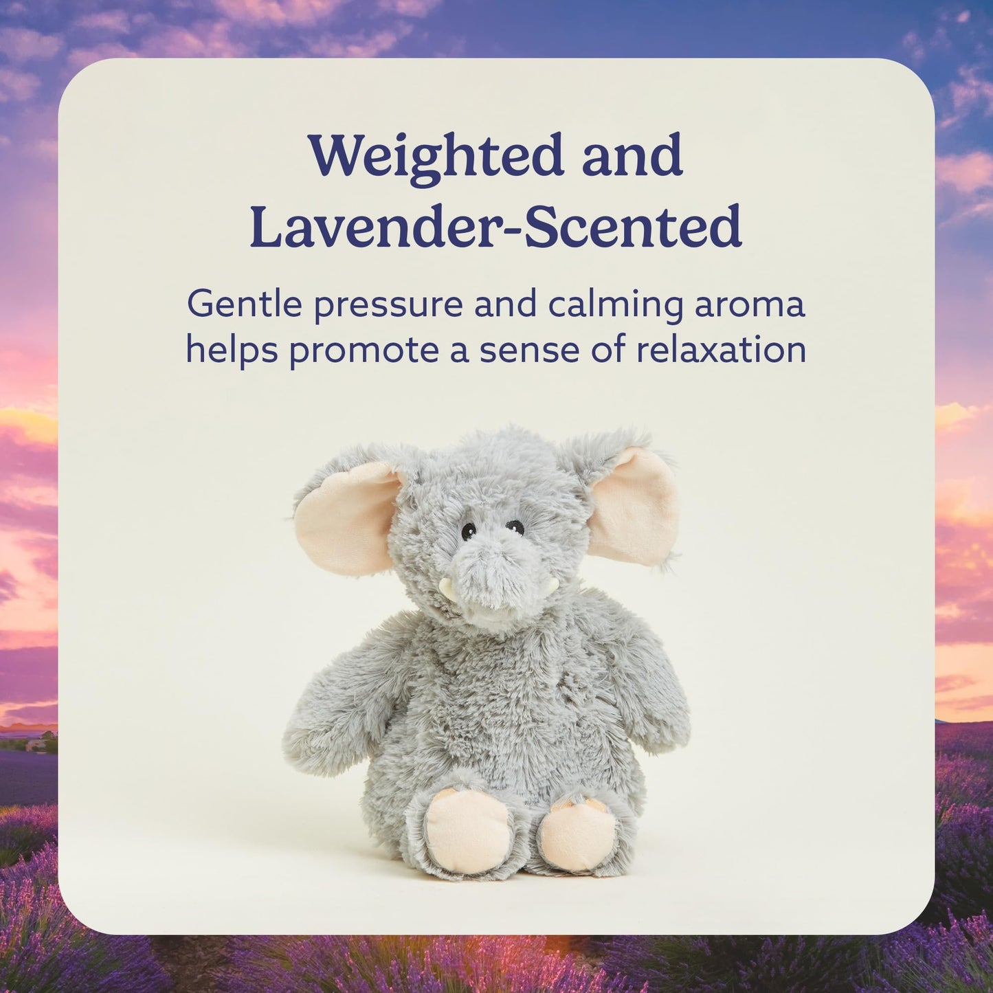 warmies Microwavable & Weighted Stuffed Animals, Gray Elephant - Heated Stuffed Animal Plushie for Warmth & Comfort - Cute Soft Plush Toys for Boys, Girls, Babies & Toddlers