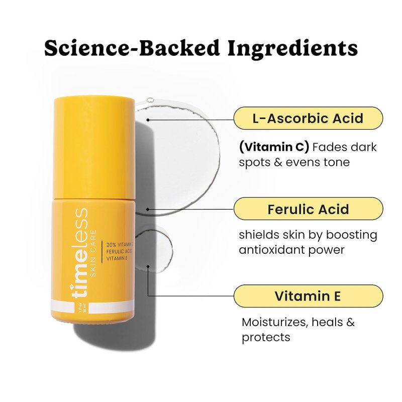 Vitamin C Serum with Vitamin E & Ferulic Acid - Brightening Formula for Oily & Dry Skin | Fragrance-Free, 1 oz