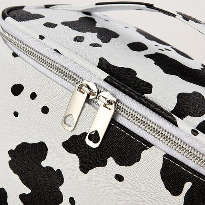 KITENROM Portable Makeup Bag Cosmetic Bags for Women Medium Pouch Case Purse Make Up Organization Waterproof (Print Cow)