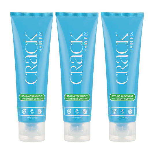 Crack Hair Fix Styling Treatment - Multi-Tasking, Anti-Frizz, Leave-In Styling Cream with Protection from Humidity, Chlorine, Heat Treatments & Sun, 3 oz (Pack of 3)