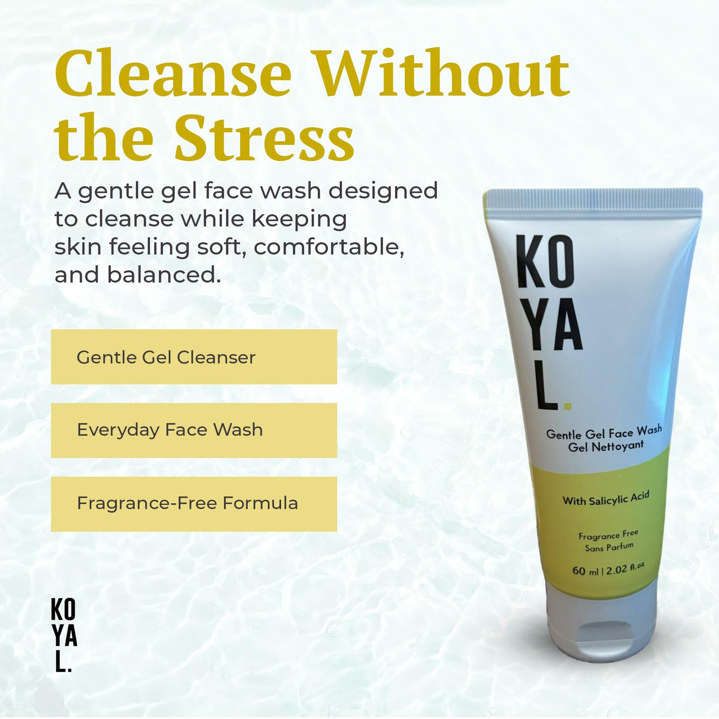 Koyal Beauty Gentle Gel Face Wash for Sensitive Skin - Hydrating Cleanser with Panthenol & Glycerin - Fragrance Free, Vegan, Sulfate Free - Face Wash for Dry Skin