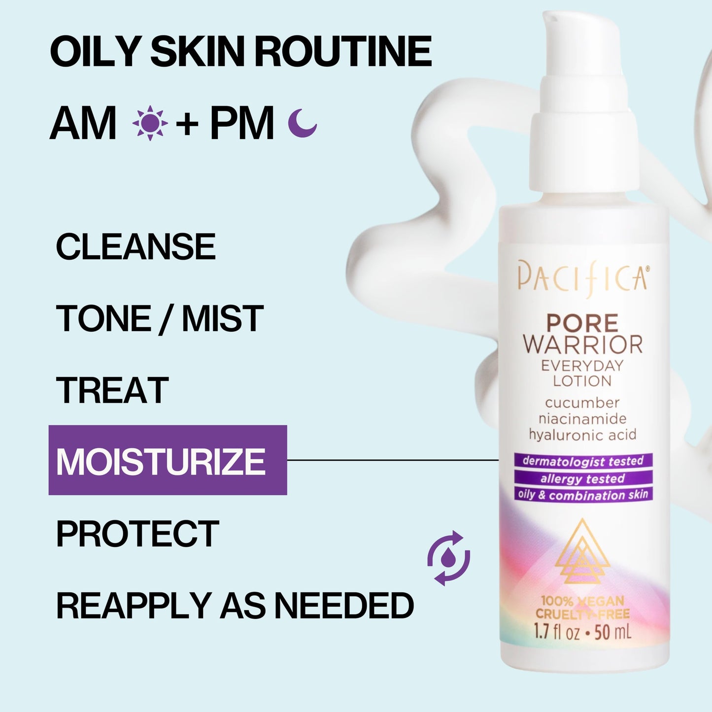 Pacifica Pore Warrior Everyday Face Lotion Acne Fighting - Niacinamide, Cucumber and Hyaluronic Acid1.7 oz
