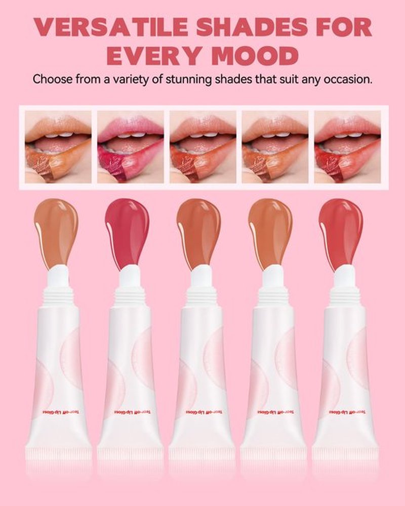 3 Colors Long-Lasting Peel Off Lip Stain, Tattoo Tinted Lip Gloss Peel Off with Matte Finish, Waterproof, Transfer-proof, Highly Pigmented Peel Off Lipstick Plump Lip Makeup Gift for Women-01+03+04