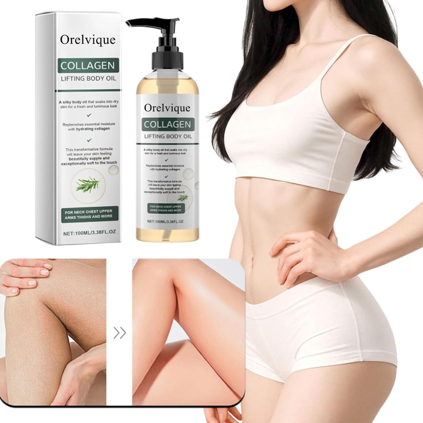 Orelvique Collagen Lifting Body Oil, Anti Aging Moisturizing Lifting Body Oil, Lightweight Fast-Absorbing Non-Greasy Moisturizer For Smooth Radiant Skin, For Women & Men (1pcs)